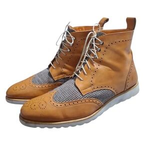 Southern Gents Rogue Sport Wingtip Men size 13 Leather Tweed Preppy Career Boots